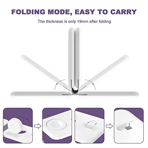 3 in 1 Wireless Charger, Foldable Magnetic Charging Station, Fast Travel Wireless Charging Pad for Multiple Apple Devices - color: White