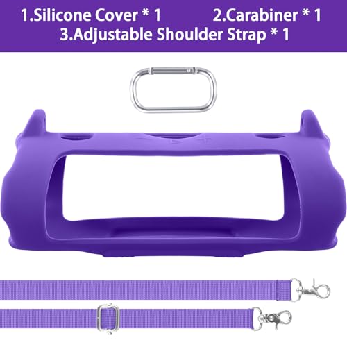 khanka Silicone Case for JBL Charge 6 Waterproof Speaker+Shoulder,Purple | EVA Hard Shell, Carabiner Clip Attachment, Travel-Ready Portable Storage, Impact Resistant Protection, Secure Custom Fit - color: Purple