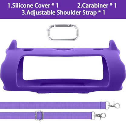 khanka Silicone Case for JBL Charge 6 Waterproof Speaker+Shoulder,Purple | EVA Hard Shell, Carabiner Clip Attachment, Travel-Ready Portable Storage, Impact Resistant Protection, Secure Custom Fit - color: Purple