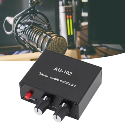 2 Channel Stereo Amplifier, 1 Input 2 Output | Sound Distributor with Volume Control for Home Audio Speaker, Laptop, Smartphone, TV