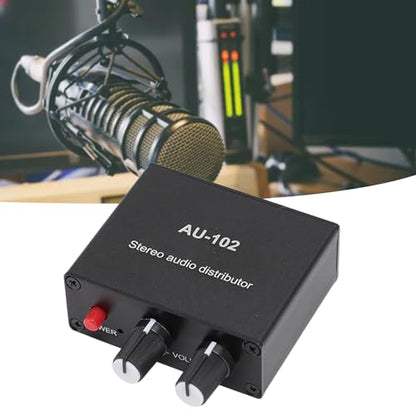 2 Channel Stereo Amplifier, 1 Input 2 Output | Sound Distributor with Volume Control for Home Audio Speaker, Laptop, Smartphone, TV