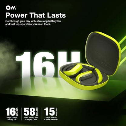 Oladance OWS Pro Open-Ear True Wireless Headphones, 16-Hour Playtime | Bluetooth 5.3, Dual-Device Connectivity, Amplifier Chip, Virtual Bass, Liquid Silicone, Titanium Frame, Comfortable Fit - color: Green