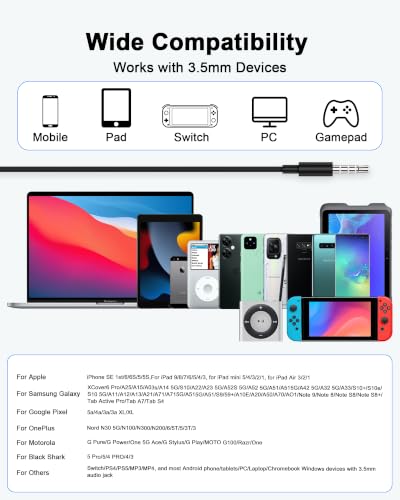 Wired Earbuds Headphones 3.5mm AUX Plug Cord, Apple Airpods Gaming Earbuds | 3.5mm Jack Earphones with Mic Noise Isolating for iPhone Samsung Sony Android iPad Laptops PC Tablets Kindle Switch MP3/4 PS5