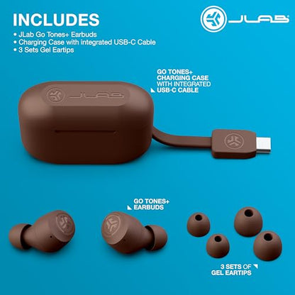 JLab Go Air Pop+ Tones 트루 와이어리스 이어버드, 마이크가 있는 인이어 블루투스 헤드폰, 35시간 재생, USB-C 충전 케이스, 듀얼 연결, EQ3 사운드, 4625W - color: B-4625 W, style: 톤+