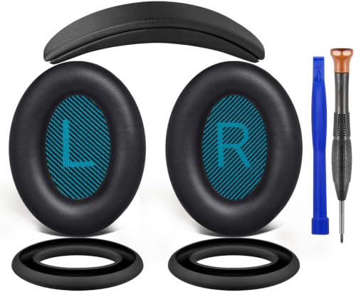 SOULWIT Replacement Kit for Bose QC25 - Black | Ear Pads + Headband + Silicone Sweat Cover - color: Black
