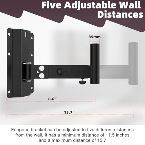 Speaker Wall Mount Heavy Duty Adjustable | For 4positions& 180° Rotation PA Speaker Mount Support Up to 120lbs Wall Speakers Mount Black 2 Packs
