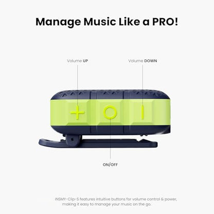 INSMY Wearable Bluetooth Speakers IP67 Waterproof Clip On Small Speaker | Portable Personal Speakers,Clean Sound,Stereo Pair,Wireless,ENC Built-in Mic,Lightweight for Golf Work Pool Gift (Blue) - color: Dark Blue