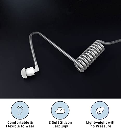 Earpiece Headset for Bearcom Radio BC10 BC20 BC90 BC95 BC120 BC130 BC250D Walkie Talkie 2-pin FBI Style Covert Acoustic Air Tube PTT | BC120 BC130 BC250D Walkie Talkie Compatible, Covert Acoustic, Air Tube PTT