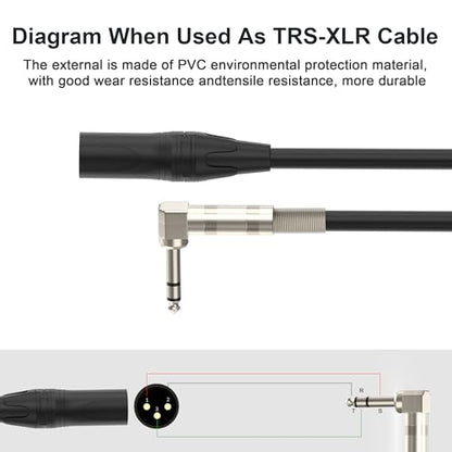 Right Angle 6.35mm TRS to XLR Male，（1.5FT 2Pack） Right Angle 1/4" TRS to XLR 3Pin Male,for Speakers, Stage, DJ and More - style: Right Angle 6.35mm TS to XLR Male