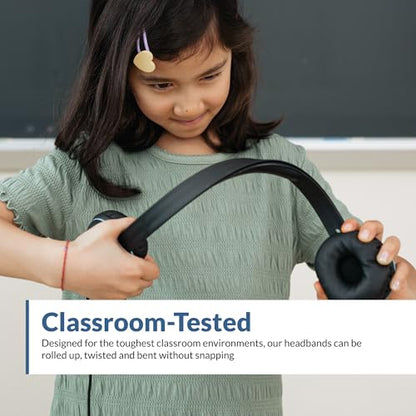 Cyber Acoustics AC-5008 USB-A Headset with in-Line Volume Control, 5 Pack | Wired USB Headphones with Mic, In-Line Volume and Mute Controls, Classroom or Home, Made with 60% Recycled Plastic - size: 5 Pack