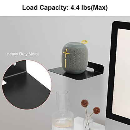 Small Floating Shelf Speaker Mount, 6 inch Small Wall Shelf Metal Speaker Mount for Webcam Security Camera Figures Display Stand (Black, 1 Pack)
