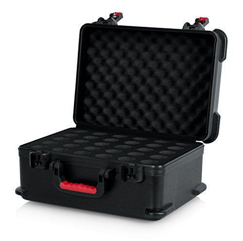 Gator Cases Molded Flight Case to Hold Up to (30) Wired Microphones with TSA Approved Locking Latch, (GTSA-MIC30) - style: (30) Wired Mics