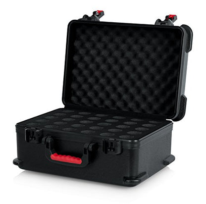 Gator Cases Molded Flight Case to Hold Up to (30) Wired Microphones with TSA Approved Locking Latch, (GTSA-MIC30) - style: (30) Wired Mics