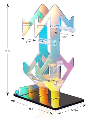 NiHome Iridescent Acrylic 2-Tier Universal Game Controller Headset Holder Rack, Modern Storage Organizer for PS5 Xbox ONE Switch Game Controllers and Headphones Anti-Slip Stable Gaming Accessory Stand - size: Iridescent Double-Sided 2-Tier