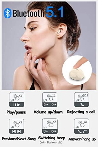Bluetooth Earbuds Invisible Small Mini Bluetooth Earbud for Music, Home, Work (Black)
