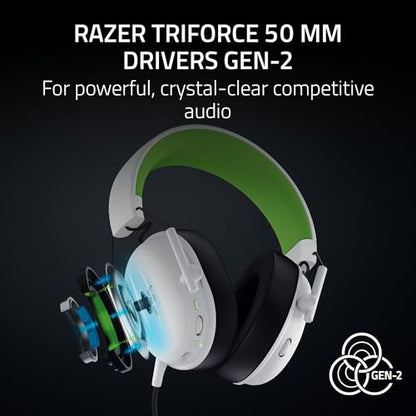 Razer BlackShark V3 X HyperSpeed Wireless Xbox Gaming Headset, White | 50mm Drivers, Cardioid Mic, 2.4 GHz, Bluetooth, Works with PC, Mac, PS5, Nintendo Switch, Smartphone, 70 Hr Battery - color: White, style: Xbox