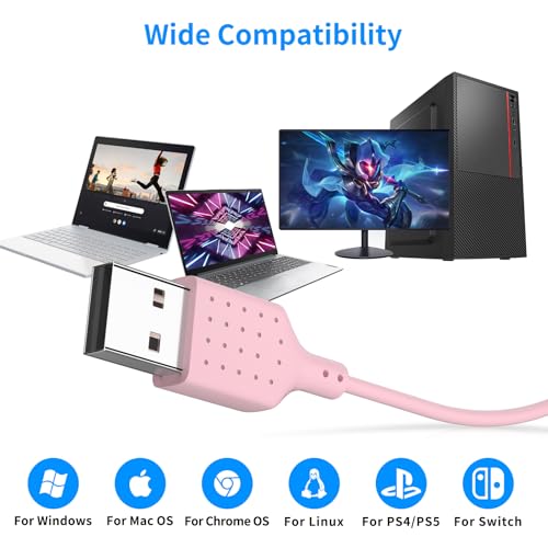 USB Earbuds for PC,Headphones with Microphone for Computer,Pink - color: Pink