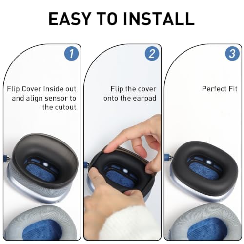 Moloppo Silicone Ear Covers and Zippered Headband Protector for AirPods Max, Sweatproof Gym Accessories for AirPod Max Headphones, Anti-Slip Ear Cups Shell Fit for Active Workouts, Black