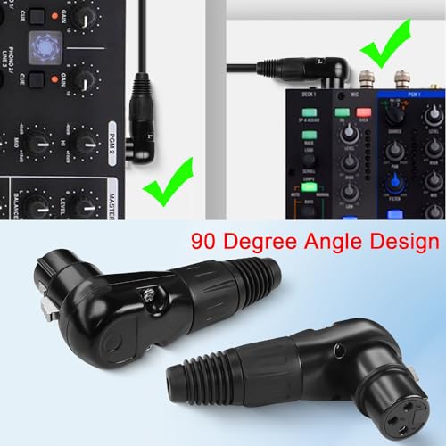 QIANRENON Adjustable 90 XLR Solder Adapter Microphone Socket - 3Pin Female Right Angle Audio Connector, 5 Position Multi-Angle Adjustment for Speaker Cabinet Mixer Amplifier - style: Female