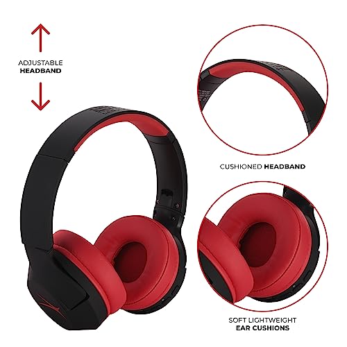 Altec Lansing - Kids Bluetooth Headphones, Wireless Over Ear - color: Blackout Classic Red