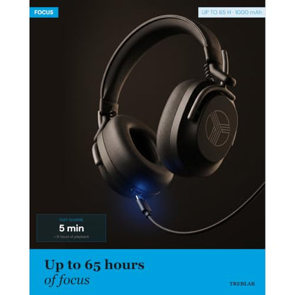 TREBLAB U5 Bluetooth Headphones Over the Ear, Hybrid ANC, 65H Playtime | Foldable Wireless Headphones with Mic, Memory Foam Cups, Multipoint Pairing, 5-Min Fast Charge for 8H Playback