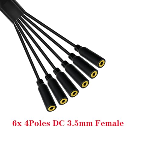 3.5mm Headphone Y Splitter Audio Cable (50cm) | 4Poles 1 to 6 Way 3.5mm (1/8") TRRS AUX Stereo Jack 1 Male to 6 Female Adapter Cord for Earphone,Headset,Laptop,Phone(6 Way) - style: 6 Way