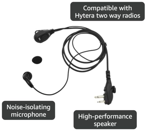 in Ear Earbud Headset with PTT Mic 2-Pin Screw Earpiece Surveillance Kit Compatible for Hytera PD502 PD562 BD502 TC-508 TC-580 Radios