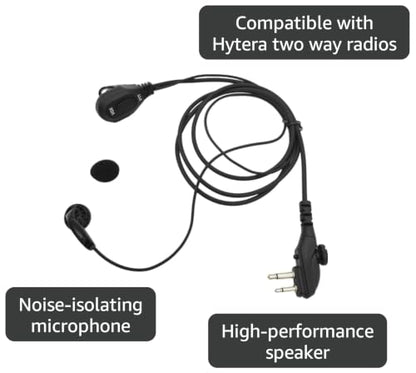 in Ear Earbud Headset with PTT Mic 2-Pin Screw Earpiece Surveillance Kit Compatible for Hytera PD502 PD562 BD502 TC-508 TC-580 Radios