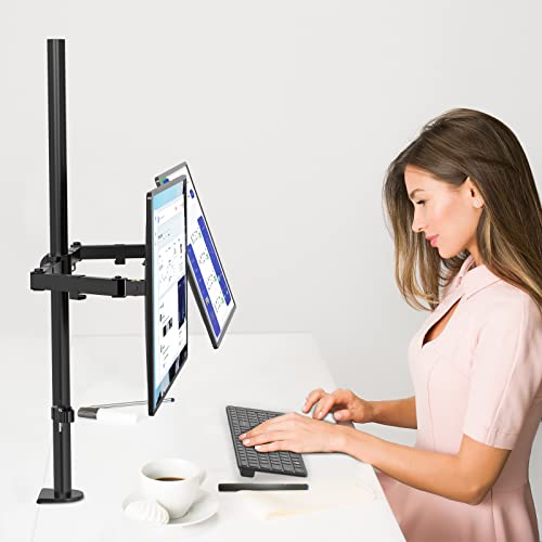 WALI Extra Tall Dual LCD Monitor Fully Adjustable Desk Mount Fits 2 Screens up to 27 inch, 22 lbs. Weight Capacity per Arm (M002XL), Black - color: Black (Dual), size: 13"-27"