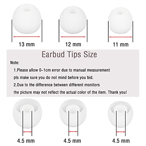 18 Pairs Silicone Ear Tips Replacement Earbud Tips for in- Ear Headphones Ear Covers (Inner Hole from 3.8mm-5.5mm Earphones) Earbud Replacement Tips Ear Bud Rubber Tips S M L - color: White