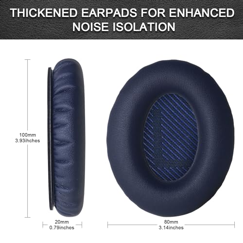Replacement Ear Pads for Bose QuietComfort 35 35 II 15 25(qc 35 25 15/QC35 ii), Headphone Ear Covers, High Density Memory Cotton, Soft Leather, Adaptive Noise Isolation Headphones Pads Cushions - color: navy blue, style: QC35