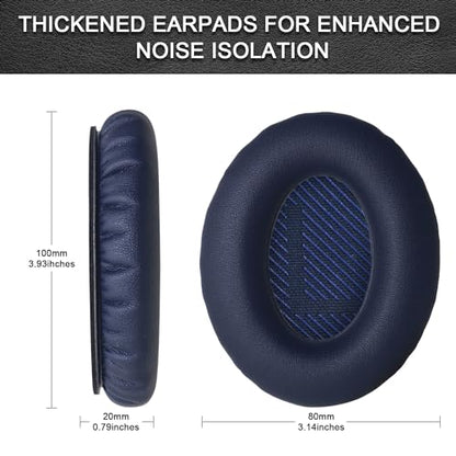 Replacement Ear Pads for Bose QuietComfort 35 35 II 15 25(qc 35 25 15/QC35 ii), Headphone Ear Covers, High Density Memory Cotton, Soft Leather, Adaptive Noise Isolation Headphones Pads Cushions - color: navy blue, style: QC35