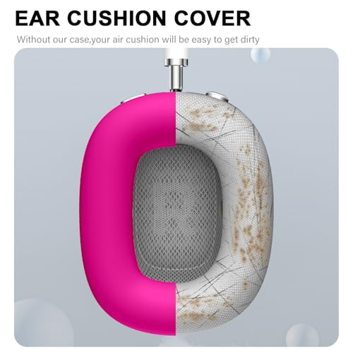 Maxjoy AirPods Max Case - Soft Silicone Ear Cups Cover, Ear Pad Case, Headband Cover - Anti-Scratch Protective Accessories for Apple AirPods Max Headphones, Rose Red - color: Rose Red