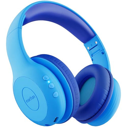 EarFun K2 Kids Bluetooth Headphones for School, Kids Headphones with Mic | Volume Limited, 40H Playtime, Built-in Mic, Stereo Sound, Foldable Over-Ear Headphone for Kids/Toddler/Travel, Royal Blue - color: Royal Blue
