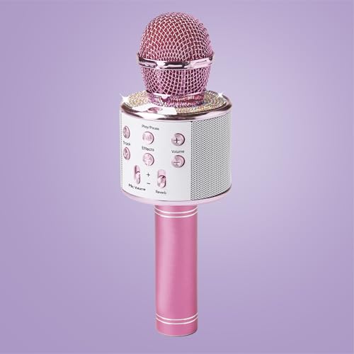 Claire's Bluetooth Karaoke Microphone for Kids, Wireless Mic with Voice Effects, Echo, USB-C Charging, Volume Controls & TF Card Slot, Portable & Durable Toy for Singing, Parties & Gifts, Ages 6+
