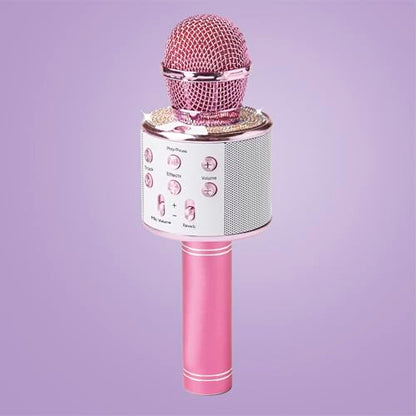 Claire's Bluetooth Karaoke Microphone for Kids, Wireless Mic with Voice Effects, Echo, USB-C Charging, Volume Controls & TF Card Slot, Portable & Durable Toy for Singing, Parties & Gifts, Ages 6+