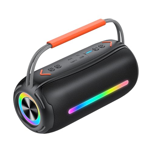 aowoka Bluetooth Speaker Portable Wireless Bluetooth Speakers with HD Stereo Sound, BT 5.4 TWS Pairing, IPX7 Waterproof, 30H Battery Life with Led Light for Outdoor/Party/Sport/Travel/Gifts