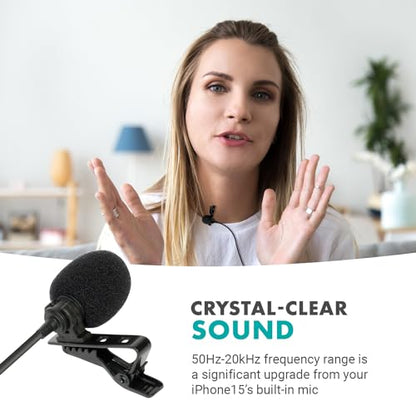 Movo uLav-L-Duo Digital Dual iPhone 15/16 Lavalier Omnidirectional Clip on Microphone with USB-C Connector Compatible with iPhone 15/16 and Up, iPad-Pro (20-Foot Cord) - style: Double Lav with 20-foot Cord