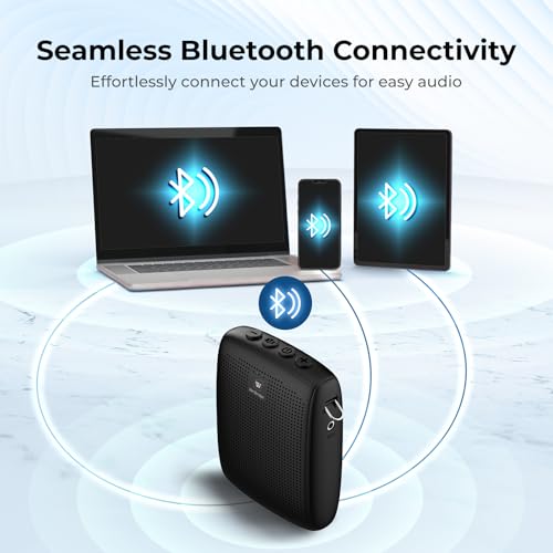 WinBridge Portable Voice Amplifier with Bluetooth Lavalier Microphone,Teacher Mic with Speaker,Wireless Lapel Amplifier for Teachers, Clip On Microphone System Bluetooth Speaker,Mini Megaphone WB006