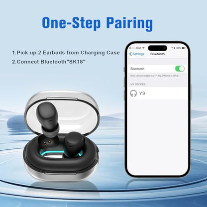 Invisible Tiny Mini Small Earbuds Wireless Bluetooth Low Profile Smallest Micro Discreet Hidden Earbuds for Small Ear Canals Disguised Sleep Ear Buds Spy Secret Headphones Earphones for Work Blue - color: Blue