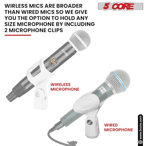 5 Core Desk Microphone Stand Adjustable Round Base with Boom Arm, 3/8'' and 5/8/'' Threaded Mount and Mic Holder for Kick Drums Guitar Amps White - MSSB W