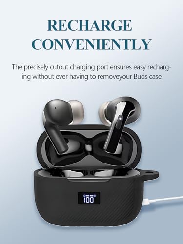 Case Cover for TOZO T20 Wireless Earbuds Bluetooth Headphones,Protective Soft Silicone Skin Case Cover Shock-Absorbing Protective Case with Keychain,Lanyard and Cleaning Pen-Black - color: BLACK