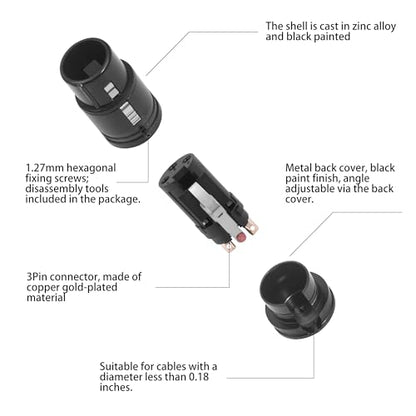 XLR Right Angle Adapter 3 Pin 90 Degree Rotatable XLR Female Connector for DIY Microphone Audio Cable 4PCS - style: Kinweistex 3 Pin 90 Degree Rotatable XLR Female Connector