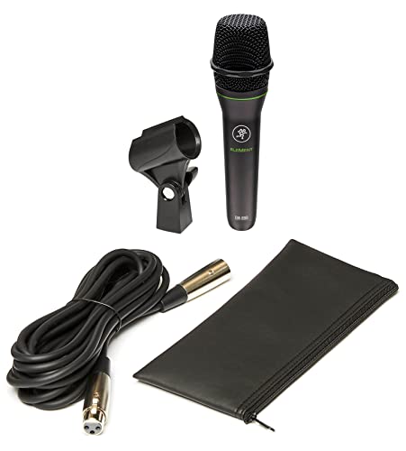 Mackie EM-89D Vocal Live Sound or Studio Recording Dynamic MicrophonewithCablewithClip Bundle with Rockville RDMS70 Desktop Mic Stand with Boom with Steel Round Base with Adjustable Height