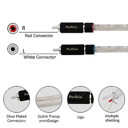 Preffair Silver Plated RCA Interconnect Cables, 3.3FT/1M, 2-Pack - color: silver plated, size: 3.3FT/1M