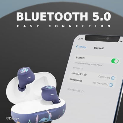 Disney Lilo and Stitch Bluetooth Earbuds w/Charging Case- Wireless Headphones w/Built-in Mic+ Up to 30 Hrs Playtime- Lilo and Stitch Gifts for Girls,Boys,Women,Men,All Fans of Lilo and Stitch Stuff - color: Stitch Lick