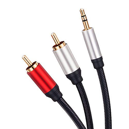 RCA Cable 30Ft, 3.5mm Male to 2RCA Male Stereo Audio Adapter Cable Nylon Braided AUX RCA Y Cord for Smartphones, MP3, Tablets, Speakers, HDTV and More(30Ft/10M) - size: 30 ft