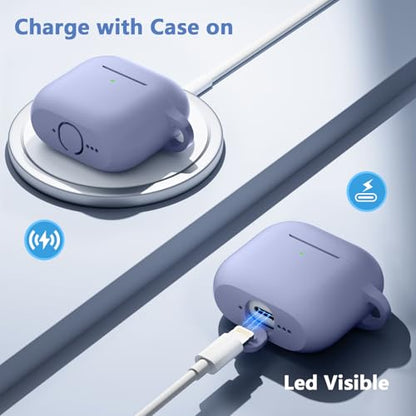 for Airpods 4th Generation Case Cover(2024),Soft Silicone Full Protective Case for AirPods 4 Case with Keychain & Cleaner Kit,Compatible with Apple Airpods 4 for Women,Men（BlueGary） - color: Bluegray