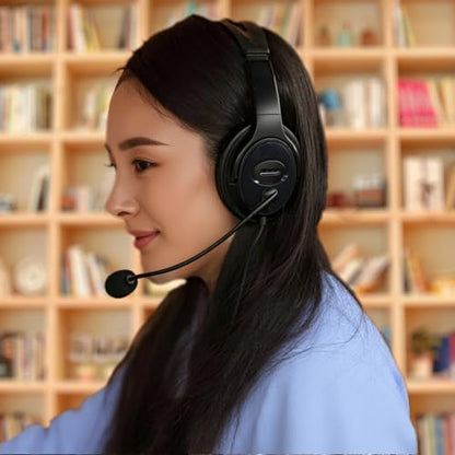 USB Headset with Mic, Computer Wired Headphones with Microphone for PC, Laptop (Black - Full Ear Cups) - color: black - full ear cups