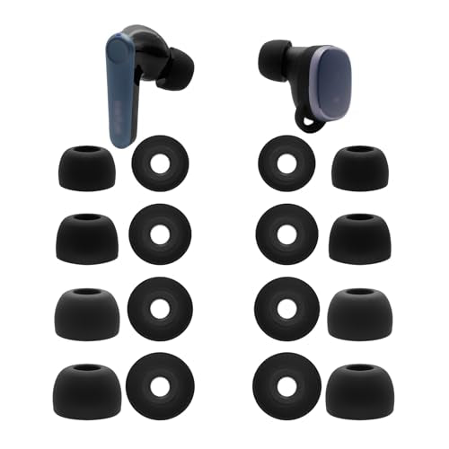 Klowcok Replacement Ear Tips for EarFun Air Pro 4 / Air Pro 3 / Free 2S | Silicone Earbuds Tips Compatible with EarFun Free Pro 2 / Free Pro 3, 8 Pairs (XS/S/M/L) Black